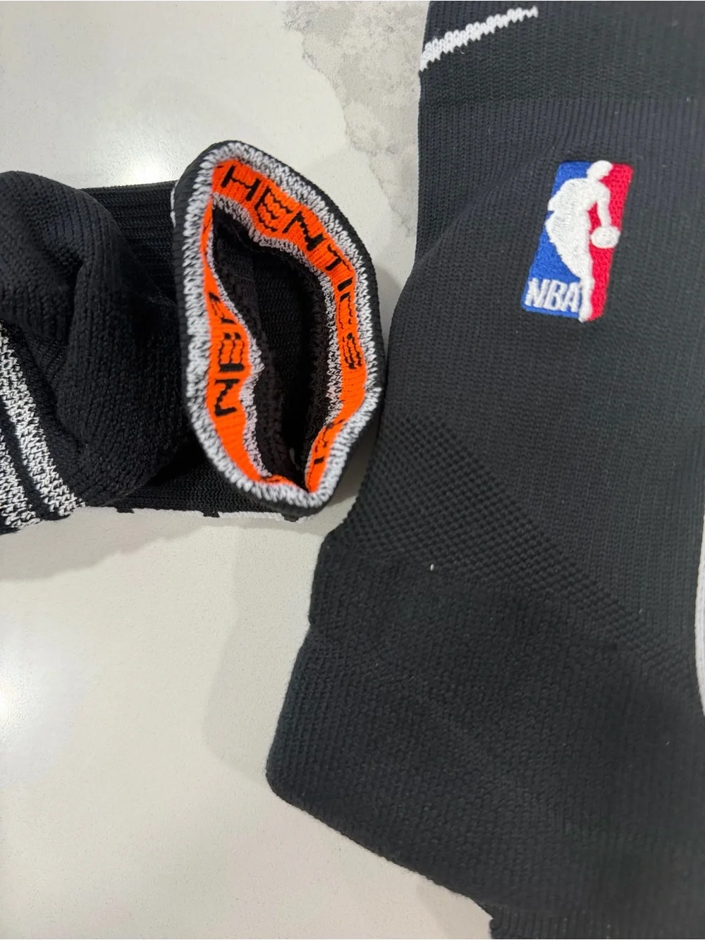 NBA Black Crew Athletic Socks with White Logos